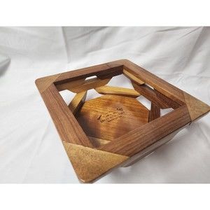 Handcrafted  square wooden bowl stamped Irvin Neighoff
